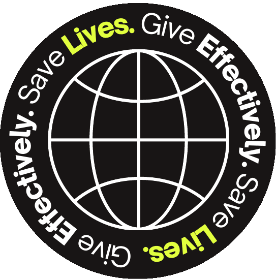Circular One for the World seal on lime: Give Effectively. Save Lives.